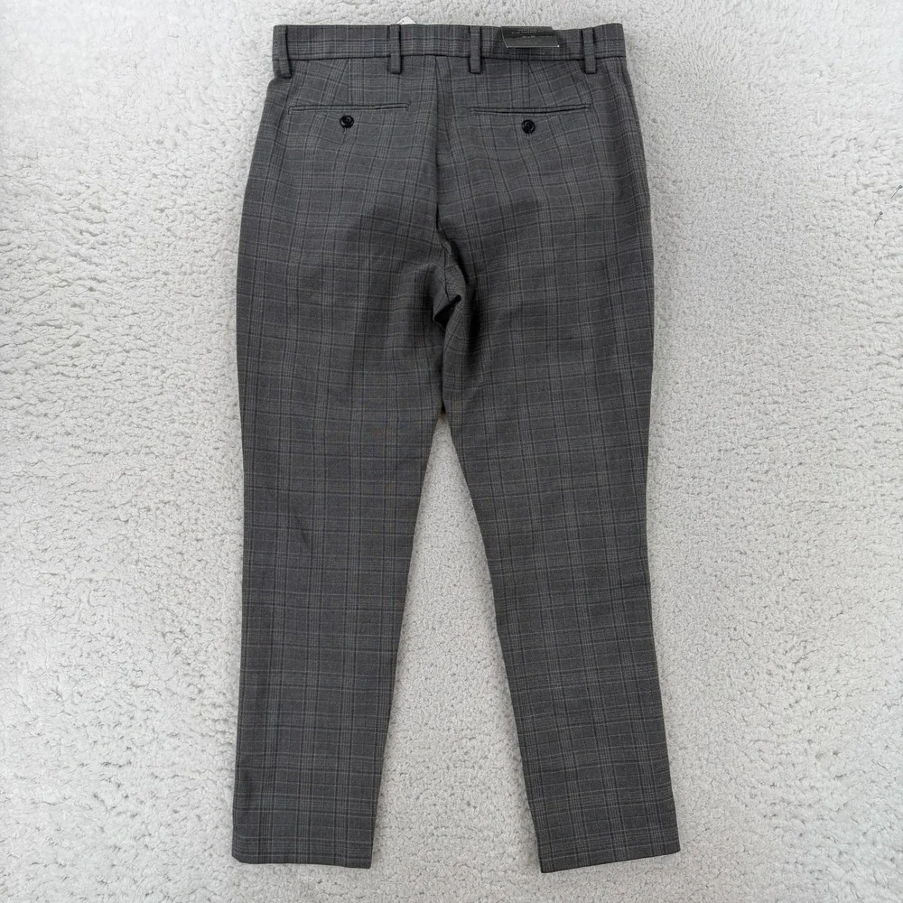 Banana Republic Grayson Dress Pants Mens 30x30 (30x27) Gray Slim Tapered Plaid